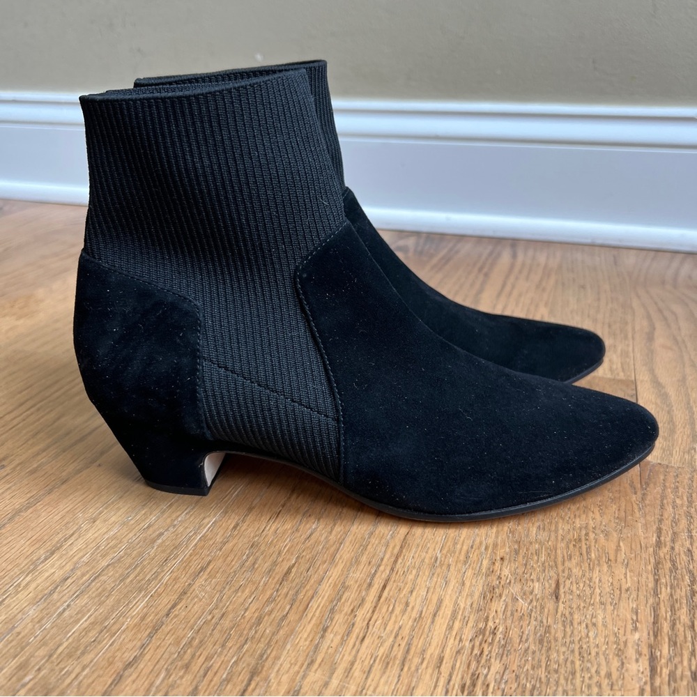Eileen Fisher Muzy Pointed Knit Suede Ankle Booties Sz 7.5 - Picture 8 of 13